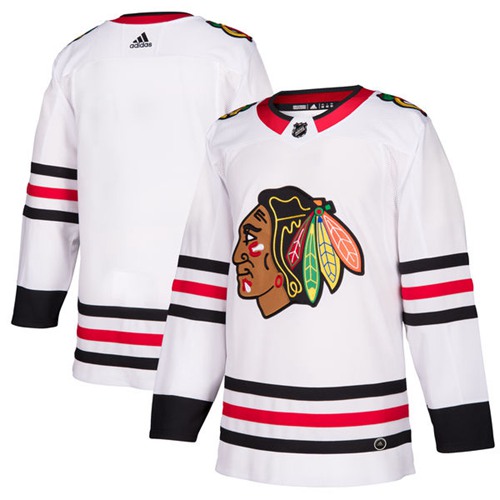 Adidas Blackhawks Blank White Road Authentic Stitched NHL Jersey - Click Image to Close